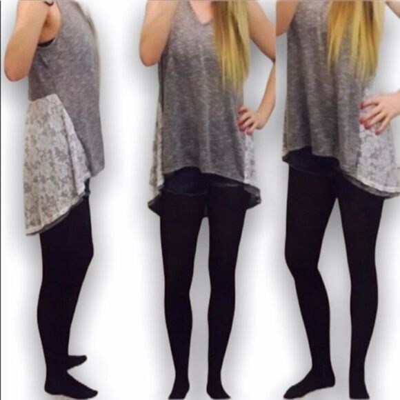 Gray & White High-Low Tank with Lace Back | Sizes M & L | NWT - Picture 4 of 4